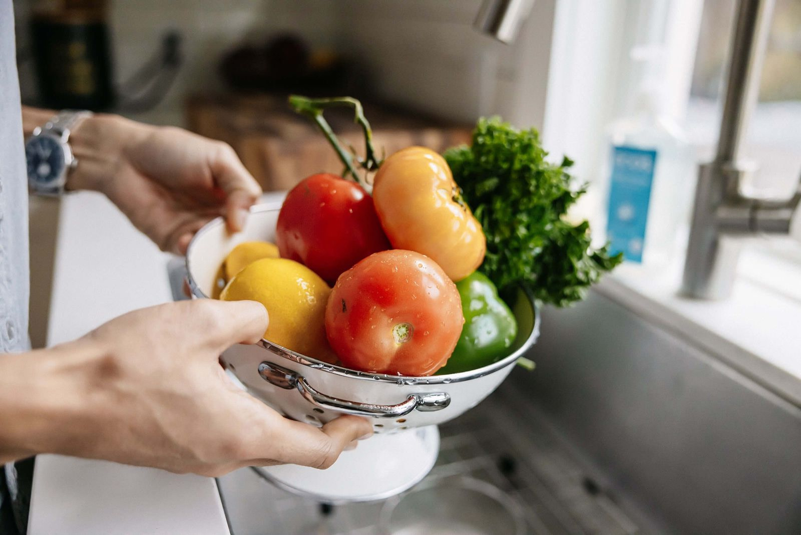 Washing Produce in Sink